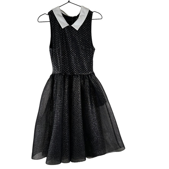 Maje Womens Rider Fit & Flare Dress Black Metallic Pockets Zip Sleeveless 2 New - Picture 1 of 11